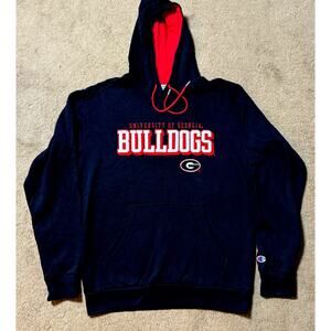 Georgia Bulldogs Champion Hoodie Mens Embroidered Medium M Pullover Black Red